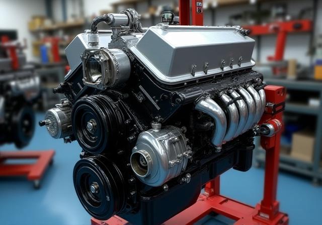 Stock Ford Powerstroke engine before service.